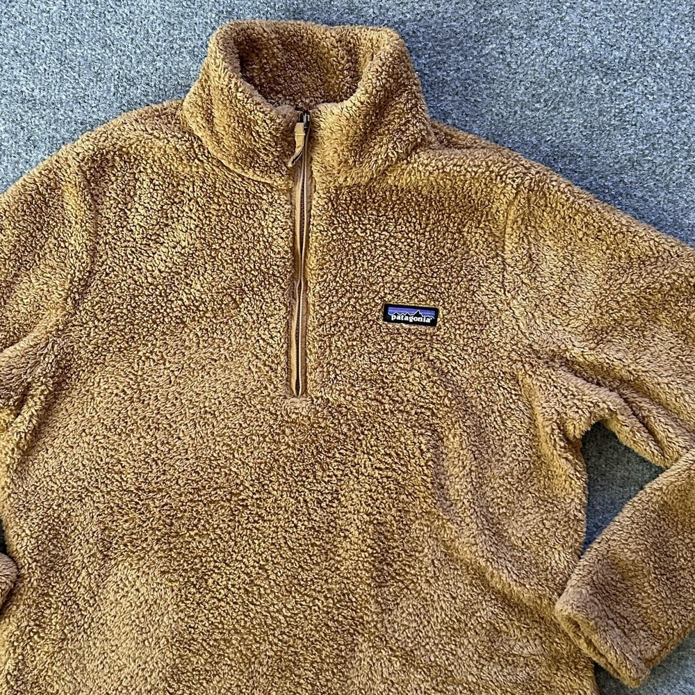 Patagonia Fleece Sweater Pullover Women XL Brown LOS GATOS 1/4 Zip High Pile